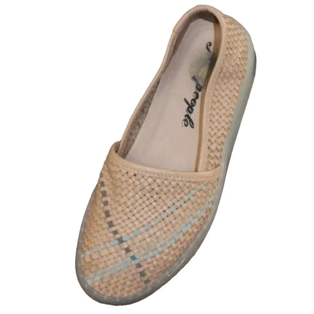 Free People Santorini Natural Combo & Gray Woven Slip-On, Size 36 (US 6)
